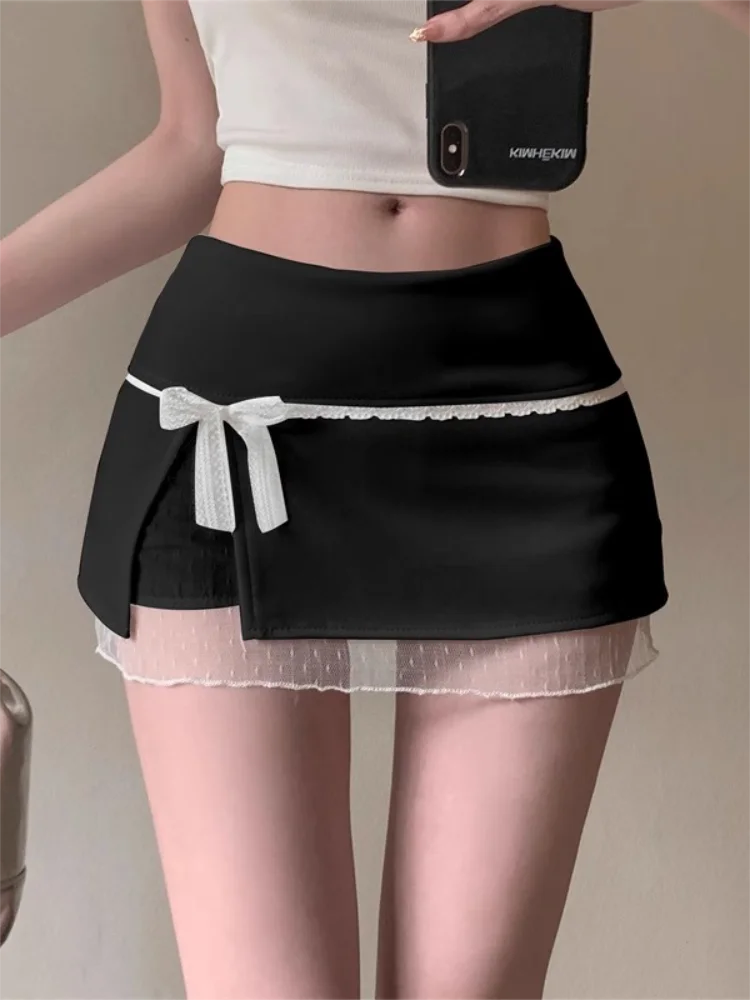 Cute Bow Lace Mini Skirt