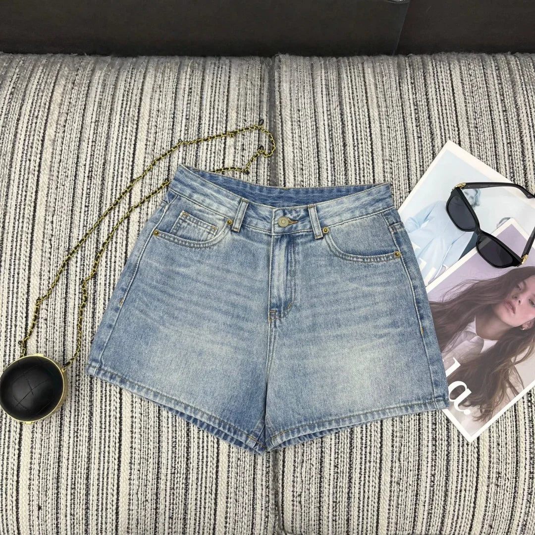 Light Blue High Waist Denim Shorts
